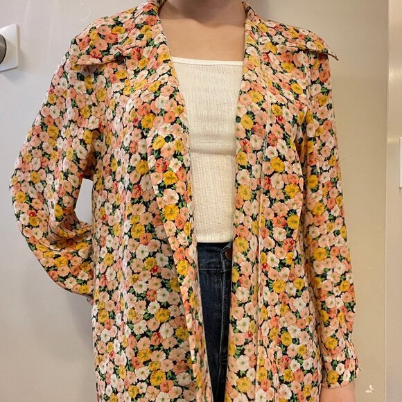 Vintage Floral Long Sleeve Button-Up Blouse Yellow - Picture 5 of 10